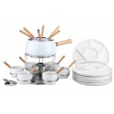 Set Fonduta 29 pezzi Bourguignonne Eva smaltato Bianco 070631